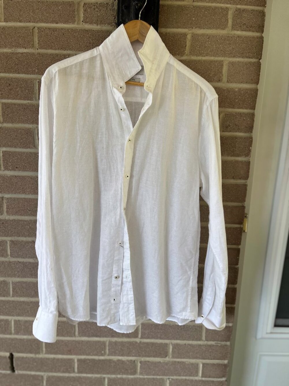 Bruun & Stengade white Slim Fit Linen Shirt